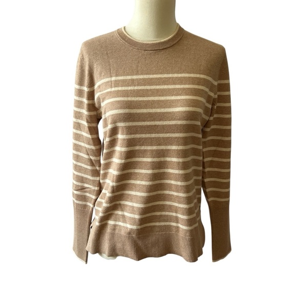 J MCLAUGHLIN STRIPED POET SWEATER S PREPPY COTTON MODAL OFFICE MODERN CA… - Picture 1 of 12